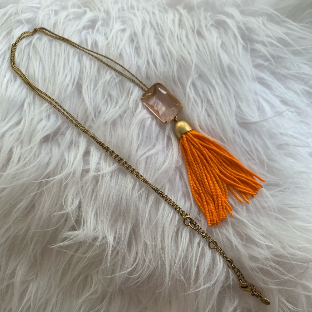 J.Crew Long Beaded Tassel Pendant Necklace